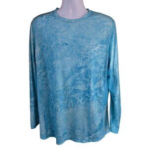 Realtree Fishing Mens Long Sleeve Shirt Blue Print Size L Nautical beach boat